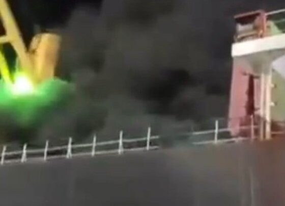 Adana'da limanda gemi yangını